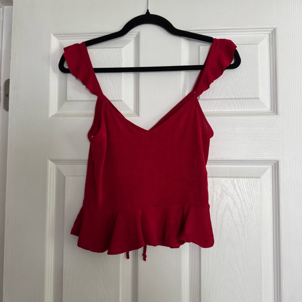Lulu's Scarlet Ruffle Crop Top - Picture 2 of 3
